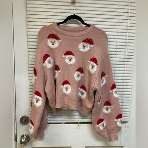 Cute Pink Santa Sweater!  Metallic thread hats!